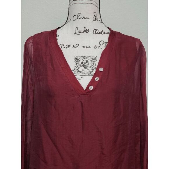 MARCELLA’S Long Sleeve Red Tiered Boho Dress Made in Italy SIZE M NWT - Picture 7 of 10